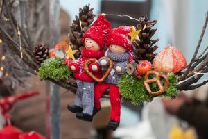 couple of small leprechaun at the christmas market
